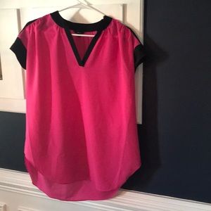 Short sleeve size L pink & black blouse
